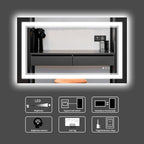 44 x 30 Inch LED Bathroom Mirror, Front Light and Backlit Lighted Vanity Mirror, Anti-Fog, Dimmable Memory, Shatterproof, Wall-Mounted