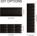 Upholstered Wall Mounted Headboard, 3D Soundproof Wall Panels Peel and Stick Headboard for King Size, Headboard for Adjustable Bed, Tufted Headboard, Black(12 Panels, 10" x 24")