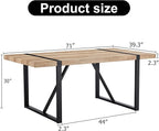 71'' Dining Table for 6-8, Wood Kitchen Table with Metal Legs, Dinner Table for 6-8 for Home Dining Room Living Room