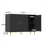 Black Sideboard Buffet Cabinet, Accent Coffee Bar with 3 Doors, Entryway Cabinet for Living Room, Kitchen, Hallway