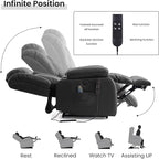 TEKAMON Power Lift Recliner Chair for Elderly with Heat & Massage, Dual Motor Breathable Leather Recliner, Lay Flat Sleeping Chairs with Infinite Position, Remote Control & USB Type-c Ports(Black)