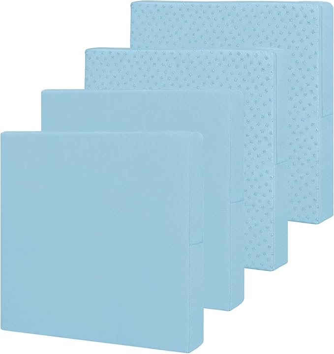 Easy-Going Waterproof Patio Cushion Covers ONLY Cover 22x20x4 inch 4 Pack Replacement Non-Slip Outdoor Seat Cushion Slipcover with Zipper. Light Blue