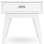 SIMPLIHOME Draper Solid Hardwood 22 inch Wide Rectangle Mid Century Modern End Table in White for The Living Room and Bedroom