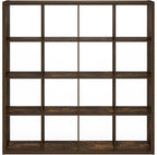Furinno Cubicle Book Shelf, 16-Cube Thick Frame Bookshelf, Reversible Bookcase with Open Back, 14.6 x 57.8 x 58, for Living Room, Bedroom, Home Office, Amber Pine