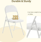 Folding Chairs 50 Pack with Padded Cushion and Back, White Portable Heavy Duty Metal Frame Commercial Seat with 330-LBS Capacity for Indoor Outdoor Office Party Events Kitchen Wedding