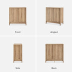 mopio Brooklyn Storage Cabinet, Modern Farmhouse Entryway Accent Cabinet, Buffet Sideboard, Credenza, Wood Modular Cabinet with Doors & Shelf, Fluted Panel (Oak Wave Fluted Cabinet, Set of 3)