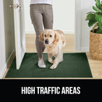 GORILLA GRIP Front Door Mat, 35x23, Indoor Outdoor Ultra Absorbent HydroAbsorb Doormat, Absorbs Up to 5.7 Cups of Water, Stain and Fade Resistant, Rubber Backing Doormats, Captures Dirt, Green