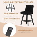 MINCETA Bar Stools Set of 4, 26 Inch Upholstered Barstools with Low Tufted Back and Footrest, Swivel Counter Height Barstools for Kitchen Island Home Bar Performance Fabric Black