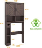 Vabches Over The Toilet Storage Cabinet, Farmhouse Storage Cabinet Over Toilet with 2 Barn Doors && Toilet Paper Holder Stand，Home Space-Saving Toilet Rack, for Laundry, Restroom, Bathroom.(Espresso)