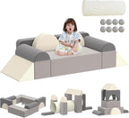 Asweets Kids Play Couch with Tunnel and Balls, Play Couch for Toddlers, Kids Foam Convertible Play Building Fort for Christmas and New Year