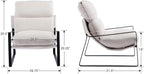 Mid-Century Accent Chair, Comfy Sherpa Fabric Side Chair with Armrest, Upholstered Leisure Chair with Black Metal Frame for Living Room Bedroom Reception Room, White