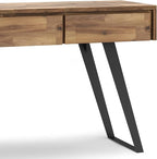 SIMPLIHOME Lowry SOLID ACACIA WOOD and Metal 60 Inch Wide Modern Industrial Console Sofa Table in Distressed Golden Wheat, For the Living Room, Entryway and Bedroom