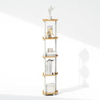 Furinno Turn-N-Tube Corner Shelf, 5-Tier Corner Display Rack, Shelving Unit, for Organization and Storage, Living Room, Home Office, Garage, Bedroom, Beech