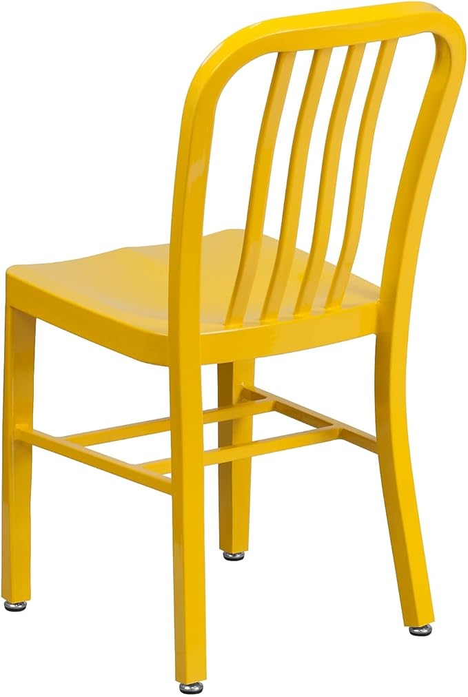 Flash Furniture Gael Commercial Grade 2 Pack Yellow Metal Indoor-Outdoor Chair