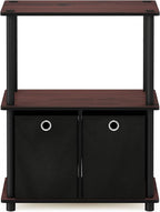 Furinno Go Green 3-Tier Multipurpose Storage Shelf with Bins, Dark Cherry/Black