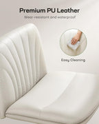 Marsail Armless-Office Desk Chair with Wheels: PU Leather Cross Legged Wide Chair,Comfortable Adjustable Swivel Computer Task Chairs for Home,Office,Make Up,Small Space,Bed Room(Balanced Beige)