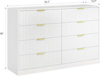 8 Drawer Dresser for Bedroom, Modern Fluted Double Dresser, 55" Wide Chest of Dressers, Wooden Beside Table for Closet, Living Room and Entryway, White