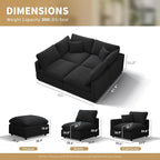 Linen Sleeper Sofa Bed,Modern Sectional Sofa Couch for Living Room,67 Inch Cloud Couches Cushion Covers Removable,Cozy Feather Down Sofa for Apartment Black