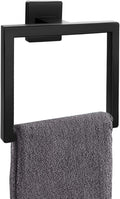 Matte Black Towel Ring,Square Hand Towel Holder,Towel Hanger, Bathroom Hardware Accessories,Stainless Steel Wall-Mounted Towel Hoder