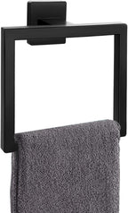 Matte Black Towel Ring,Square Hand Towel Holder,Towel Hanger, Bathroom Hardware Accessories,Stainless Steel Wall-Mounted Towel Hoder