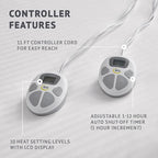 Serta Waterproof Heated Mattress Pad - Electric Bed Warmer With 10 Heat Settings Controller, Auto Shut Off Timer, Deep All Around Elastic Pocket, ETL Certified, Machine Washable,White California King