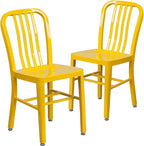 Flash Furniture Gael Commercial Grade 2 Pack Yellow Metal Indoor-Outdoor Chair