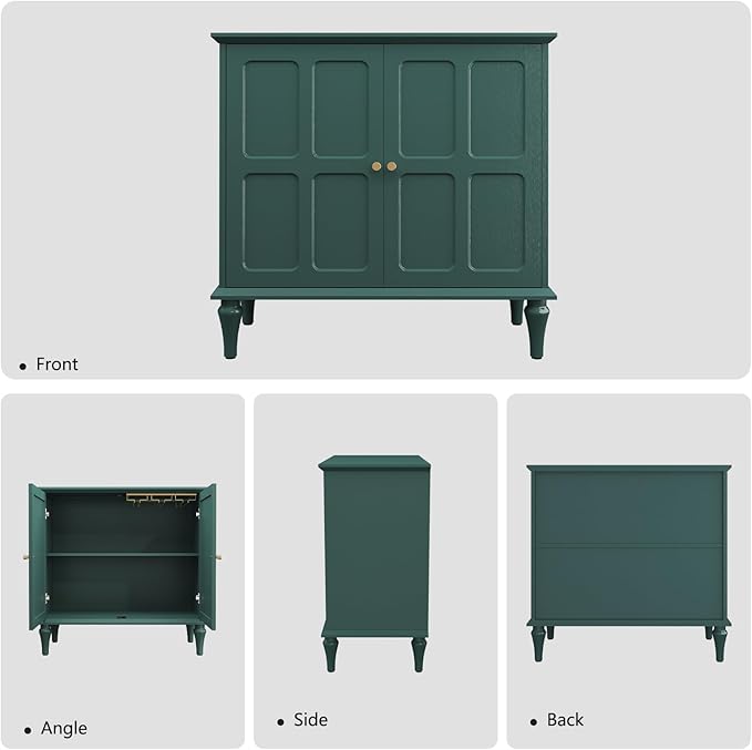 ARTPOWER Green Sideboard Buffet Cabinet with Storage, Mid-Century Modern Storage Cabinet with 2 Doors and Adjustable Shelves, Accent Style Sideboard for Entryway, Dining Room, Living Room