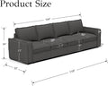 EALSON 119" Modular Sectional Sofa Modern Comfy 4-Seater Couch Sofa Linen Fabric Upholstered Cloud Couches with 24" Deep Seat and Wooden Legs for Bedroom/Living Room/Office, Grey