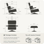 Top White Grain Leather, Mid Century Chaise Lounge Chair and Ottoman, Modern Chair Classic Design, Walnut Wood, Heavy Duty Base Support for Living Room Office