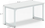 NSdirect Large Office Desk for Home Office, Large 63” Computer Desk Table, Wide Writing Study Desk for 2 Person, Metal Sturdy Frame Thicker Steel Legs,Warm White