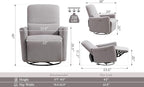 Power Swivel Recliner Chair, Faux Leather Glider Electric Rocking Chair for Adults. Nursery Rocker Single Sofa Chair with Lumbar Support for Living Room. Dual-Port Charging: Type-C&USB, Grey