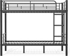 Full Over Full Bunk Bed, Convertible into 2 Full Beds, Heavy-Duty Metal Bed Frame with Safety Full-Length Guardrails & EVA Padded Ladder for Adults, Teens, Kids, No Box Spring Needed, Black