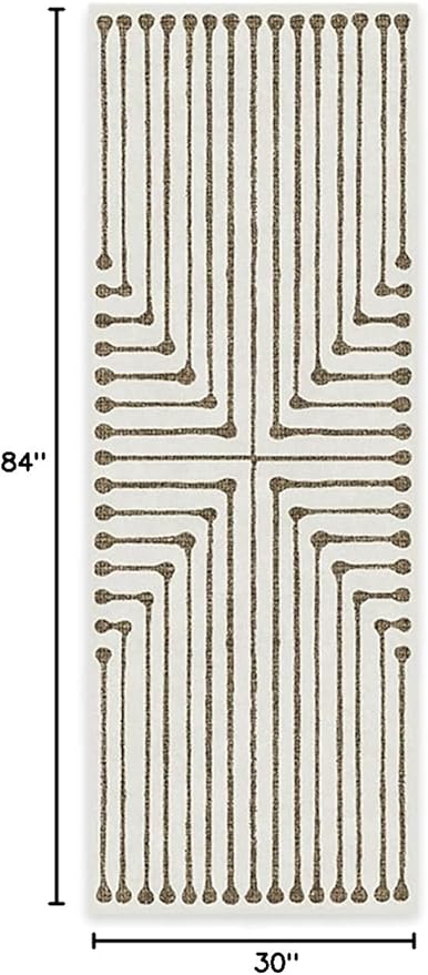 RUGGABLE x Jonathan Adler Machine Washable Modern Runner Rug – Inkdrop Camel & Ivory 2.5x7, Stain-Resistant, Non-Slip – Washable Rug for Hallway, Entryway, Living Room & Kitchen–with Cushioned Pad