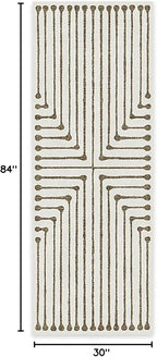 RUGGABLE x Jonathan Adler Machine Washable Modern Runner Rug – Inkdrop Camel & Ivory 2.5x7, Stain-Resistant, Non-Slip – Washable Rug for Hallway, Entryway, Living Room & Kitchen–with Cushioned Pad