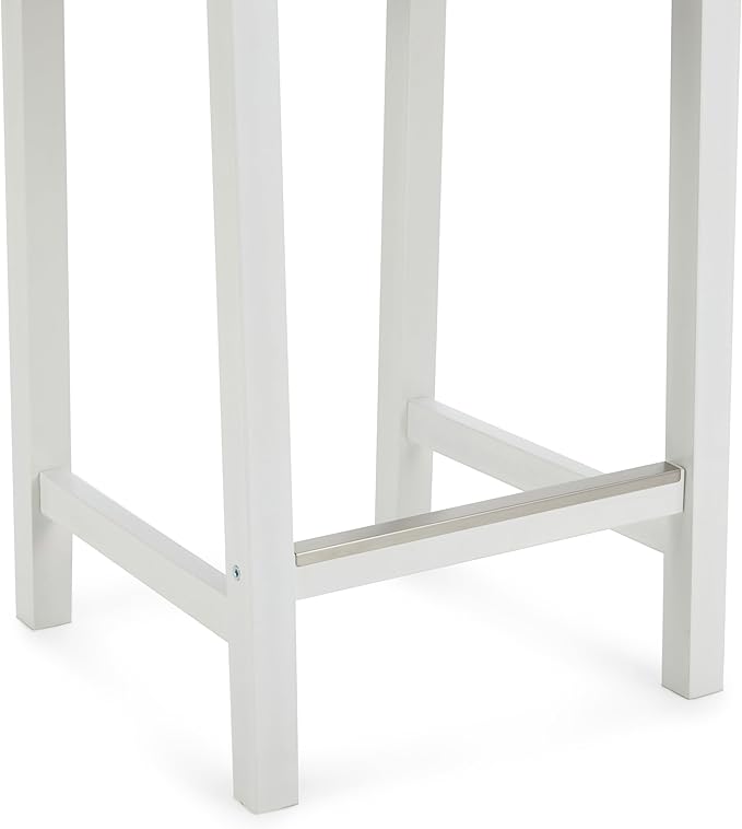 Amazon Basics Wooden Bar Stool with Backrest 24", White, Set of 2