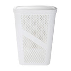 Mind Reader 60L Slim Laundry Hamper, Clothes Basket, Lid, Ventilated, Plastic, Set of 2, White