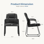 NEWBULIG Waiting Room Guest Chair, Stationary Office Reception Chairs No Wheels, Comfy Padded Arms and Seld Base, for Conference Room Lobby Home Computer Desk Bedroom Elderly, Black