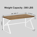 HSH Farmhouse Desk Computer Table, Modern Home Office Desk, Student Desk for Bedroom, Rustic Wood and Metal PC Laptop Desk, Simple Writing Study Gaming Desk Executive Workstation, 55 Inch