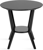 Kate and Laurel Nylah Round Wooden Side Table; 24 x 24 x 24; Black; Modern Tiered Circle Living Room Table with Solid Wood Construction for Use as Bedroom Nightstand