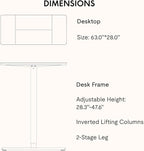 SANODESK Electric Standing Desk 63x28 Inch Height Adjustable Stand Up Desk Home Office Computer Workstation Sit Stand Home Office Desk with Splice Board (Black Frame + Black Top)