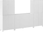Crosley Furniture Roarke 3-Piece Modern Glass Door Sideboard Buffet Cabinet and Kitchen Storage Pantry Set, White
