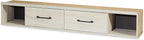 Signature Design by Ashley Cambeck Farmhouse King Panel Platform Bed with 4 Storage Drawers, Cubbies, Sconce Lights and USB Ports, Foundation or Box Spring Not Needed, Whitewash
