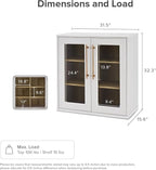 mopio Blake Storage Cabinet, Small Modular Accent Display Sideboard Buffet Cabinet with Storage, Media Console Credenza, for Kitchen, Coffee Bar, Pantry, Living Room (White Oak Acrylic, Single)