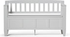 SIMPLIHOME Brooklyn Entryway Storage Bench - 48 inch Wide Solid Wood Storage Seat in White, Contemporary Bench for Entryway or Living Room with Lift-Up Lid and Slatted Backrest