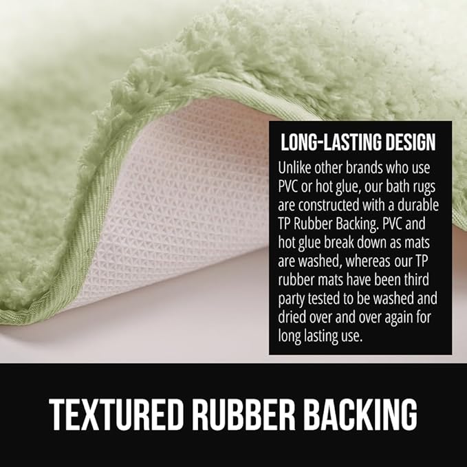 GORILLA GRIP Ultra Soft Plush Bathroom Rugs with Textured Rubber Backing, 40 x 24 Absorbent Quick Dry Bath Mat, Machine Washable Shower Mats, Home Décor Accessories Bathmat Rug Essentials, Sage