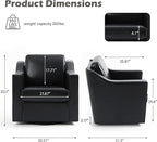 UIXE Faux Leather Swivel Accent Chair, Upholstered Arm Chair for Living Room, Modern Club Armchair Comfy Single Sofa Bedroom Reading Seat with Lumbar Pillow - Black