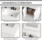 Hanover Lanesboro 24'' Vanity Cabinet with Sink Combo for Bathroom, Powder Room | Pre-Assembled Cabinet | 2 Doors | Accent Mirror | Artificial Stone Countertop, White Cabinet | HANVN0105-24-0WH