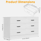 Bigbiglife Wood Dresser for Bedroom, 6 Drawer Double Dresser, Modern Chest of Drawers with Deep Drawers, Large Storage Organizer for Living Room, Closet (White)