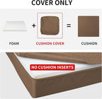 Easy-Going Waterproof Patio Cushion Covers ONLY Cover 22x22x4 inch 2 Pack Replacement Non-Slip Outdoor Seat Cushion Slipcover with Zipper. Brown