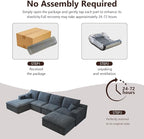 136.6'' U-Shaped Modern Modular Sectional Cloud Couch Whit Ottoman, 4-Seat Chenille Deep-Seat Sofa with Pillow for Living Room, Bedroom, Apartment, Ocean Blue